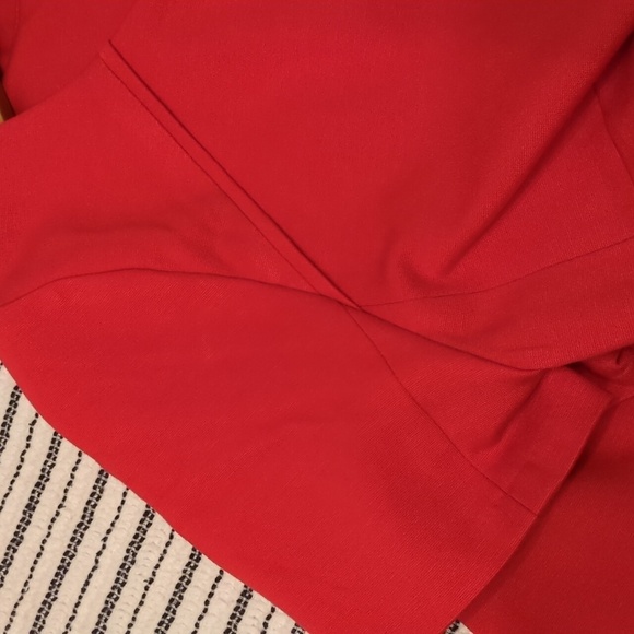 J Crew Factory Red fit and flare Strechy knit Structured Career Office Red dress - Picture 7 of 7